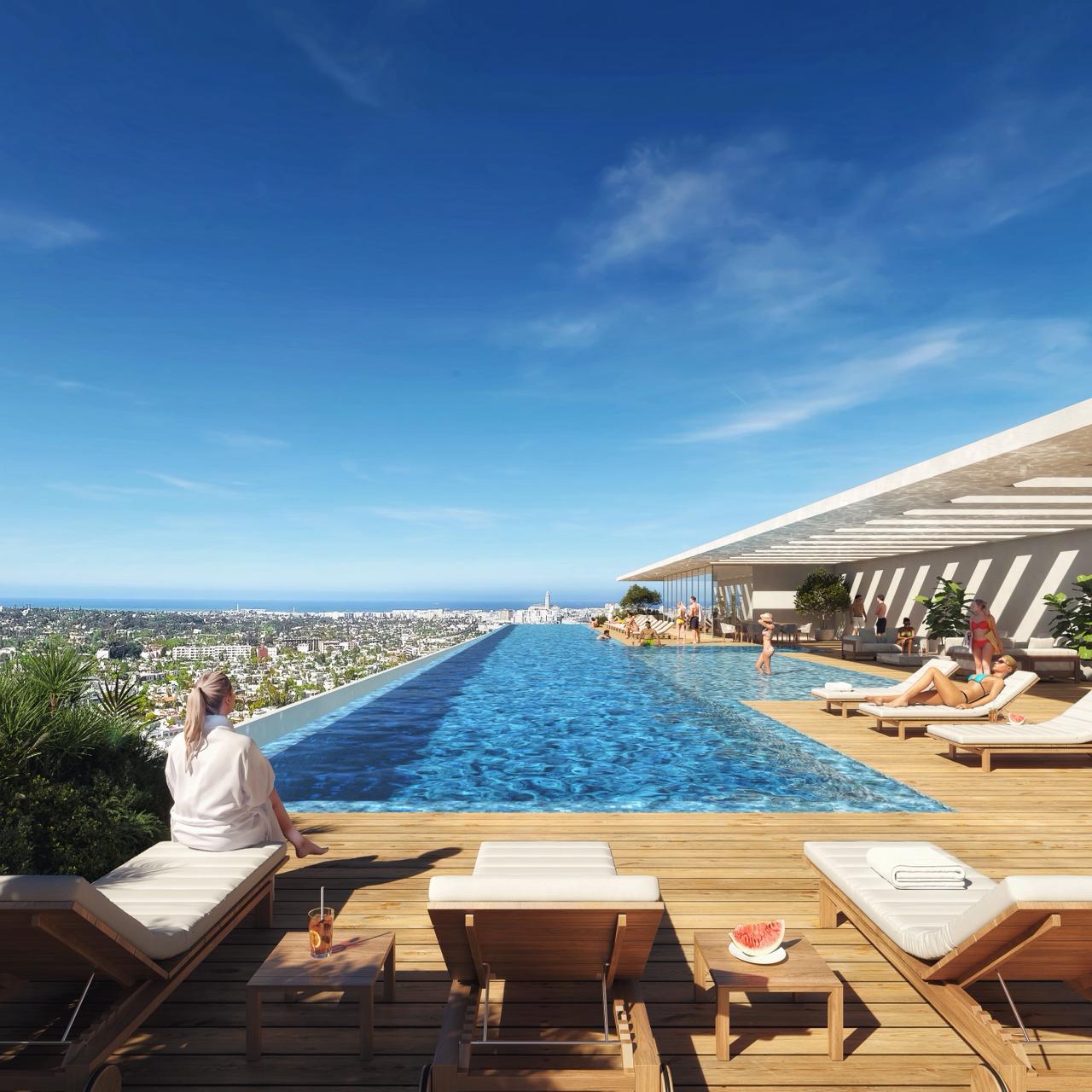 Piscine infinity pool rooftop résidence luxe CFC Casablanca